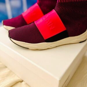Balmain Fuchsia and Black High-Top Sock Sneakers